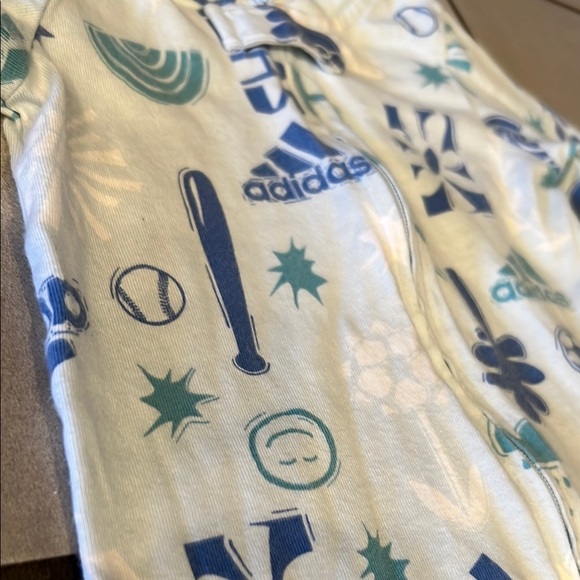 Adidas 9 months Baby Blue Sports Zip Footie Pajamas - Picture 3 of 3